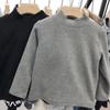 Camisa básica de veludo alemão para crianças, gola alta versátil, outono e inverno, roupas infantis, bebê, divertida, fofa, camisetas de manga comprida para crianças de pequeno e médio porte