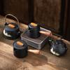 Bule de Cerâmica Preta Yuanshan Criativo para Uso Individual Antiescaldante Feito à Mão Grande Conjunto de Chá Retrô Conjunto de Chá Kung Fu