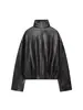 Comércio Exterior Transfronteiriço Roupas Femininas Outono Novo Estilo Europeu e Americano Moda Bainha Bolha Silhueta Oversized Jaqueta de Couro Roupa Exterior 1346579