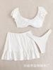 Nuevo Traje de Baño Europeo y Americano Popular Transfronterizo para Mujer Conjunto de Tres Piezas con Tela de Agujeros Tejido Especial Estilo Conservador Pequeño Fresco