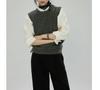 Chaleco de Punto de Cuello Redondo para Mujer Otoño Estilo Coreano Ropa Apilada Sencillo Combinable Estilo Commuter Chaleco Casual Suéter de Punto