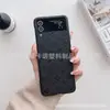 Funda para Teléfono Móvil Samsung Zflip4 Flor Pentagonal Marca de Moda Plegable Zflip7 Cubierta Protectora de Cuero Modelo de Lujo para Mujer