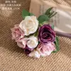 Ramo de Rosas Fabricante de Flores Artificiales Flores Falsas Plantas Verdes Venta al por Mayor Decoración de Bodas Manualidades Flores de Mano Muro de Rosas