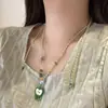 Popular de Verão Corrente Trançada Fresca Pérola Multi-Elemento Pingente de Maçã Verde Colar Desenho Animado Infantil Design de Nicho