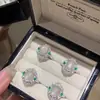 Nuevo Anillo de Calcedonia Transparente Estilo Chino con Jade Blanco y Diamantes Completos para Mujer con Anillo Abierto Artístico Elegante Superficie de Huevo de Alta Gama