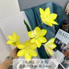 Decoração de Flor Artificial Magnólia de 3 Cabeças para Sala de Estar Mesa de Jantar Corredor de Casamento Arranjo de Flores