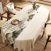 Mantel Ovalado Impermeable y a Prueba de Aceite, No Lavable, Lujo Ligero, Gama Alta, Mantel para Mesa de Comedor Estilo Chino Pintura a Tinta, Modelo Nuevo 2026