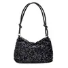 Bolso de hombro simple de moda retro, bolso de mano de gran capacidad, bolso casual, bolso de nicho para mujer, bolso de axila con lentejuelas para el día a día