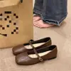 Elegantes Zapatos Planos de Punta Cuadrada para Mujer, Novedad Otoño 2026, Zapatos de Cuero Mary Jane Retro Franceses, Zapatos Bajos para el Trabajo
