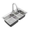 Fregadero Doble Espesado de Acero Inoxidable 304 con Acabado Cepillado, Accesorio de Decoración para el Hogar, Doble Tina para Lavar Verduras