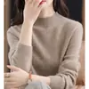 Capa base de cachemira sintética de alta gama para mujer, jersey de otoño e invierno con cuello semi-alto, suéter de punto de cachemira sintética