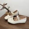 Mules de ballet Mary Jane estilo francés para mujer que aumentan la altura, con lazo y una sola tira