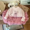 Suéter de invierno para niña, engrosado, cálido, estilo Western, bordado de dibujos animados, jersey de punto para niña, suéter básico de punto