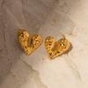 Pendientes populares en línea populares europeos y americanos de oro de 18 quilates acero inoxidable personalizados con diseño de pendientes líquidos en forma de corazón al por mayor