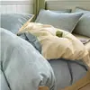 Juego de Cama de Cuatro Piezas de Algodón Puro Seersucker de Gama Alta Estilo Ins 100 Sábanas de Cama Funda Nórdica Cama Sábanas de Cama Juego de Cama de Tres Piezas