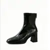 Botas de tornozelo femininas de salto alto 2026 outono e inverno pretas estilo francês salto grosso elásticas justas botas Botas Martin salto grosso botas de tornozelo de salto alto
