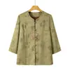 Nueva Camisa de Primavera Estilo Chino de Abuela, Nuevo Modelo para Mujeres de Mediana Edad y Mayores, Tops y Chaquetas Elegantes y de Clase para Madres y Señoras Mayores
