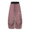 Pantalones de punto a rayas de pierna ancha scimitar para hombre bordado personalizado de estrella de cinco puntas holgados casuales deportivos largos marca de moda American