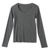 2025 Nuevo Top de Color Puro con Cuello Redondo y Hombro Derecho Camiseta Interior de Manga Larga para Otoño e Invierno Camiseta Interior para Mujer