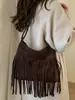 Bolso Vintage con Flecos para Mujer 2026 Otoño Nuevo de Moda Bolso de Hombro de Gamuza Bolso Cruzado para el Trabajo