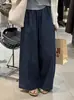 Pantalones de lino versátiles de verano con cordón, estilo abuela, pantalones vaqueros rectos de nueve puntos 1917