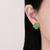 Aretes de Concha de Trébol de Cuatro Hojas para Mujer, Lujo Accesible, Modernos Estilo Nuevo 2025, Aretes Sencillos y de Alta Gama, Regalos para Novias