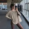 Outono e Inverno Tamanho Plus Roupas de Fitness para Yoga Manga Longa Solta Comprimento Médio Cobre o Quadril Aparência Emagrecedora Calça de Yoga Traje Esportivo de Secagem Rápida