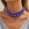 Joyería Transfronteriza Europea y Americana Gargantilla de Perlas Grandes Exageradas Retro Cadena para Clavícula Elegante Collar de Cuentas Multicapa para Mujer