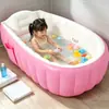 Banheira Inflável para Bebê Portátil Dobrável Piscina de Banho Infantil Almofada de Assento