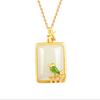 Collar de Plata Esterlina S925 con Jade Hetian Jaspe Natural Colgante de Animal Pájaro para Novia Lindo y Compacto