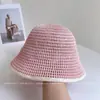 Chapéu de Pescador Respirável com Borda de Cor Contrastante e Vazado para Mulheres, Novo Chapéu Bucket Elegante e Versátil para Proteção Solar de Outono, Chapéu de Malha da Moda Japonesa