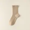 Meias de pelúcia brancas femininas primavera e outono meias finas de algodão femininas meias de renda japonesa fofas jk estilo preppy meias de verão