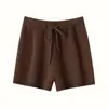 Calça de Cintura Alta Nova 2025 com Tiras, Corte Reto, Solta, Casual, Perna Larga, Shorts de Lã Cashmere Dupla Face para Mulheres Usarem Fora