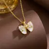 Collar de Mariposa con Gradiente Nuevo Transfronterizo Europeo y Americano para Mujer, Collar con Colgante Versátil de Moda, Accesorios de Cadena para Clavícula al por Mayor