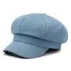 Nuevo sombrero de mezclilla, estilo callejero de moda, gorra de pico de pato retro, acabado desgastado, hace que la cara se vea más pequeña, boina, sombrero octagonal de mezclilla