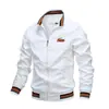 Chaqueta deportiva de cuello alto transfronteriza de Amazon para hombre, chaqueta tipo bomber de béisbol con cremallera y pez bordado, abrigo holgado para hombre