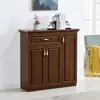 Nuevo Zapatero de Aleación de Aluminio Estilo Chino en Color Nogal para Uso Doméstico, Resistente al Sol, Adecuado para Balcón y Uso en Exteriores, Gabinete de Almacenamiento Multifuncional