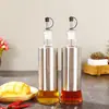 Botella de Aceite de Acero Inoxidable para Cocina Casera, Olla de Aceite de Vidrio Antigoteo, Botella de Condimento de Salsa de Soja y Vinagre Tipo Prensa, Olla Pequeña de Aceite de Sésamo