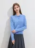 Cárdigan de Punto de Lana con Cuello Polo Simple de Gama Alta para Mujer Primavera/Otoño Nuevo Holgado Casual Versátil