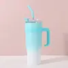 Vaso de hielo de tercera generación de alta apariencia transfronterizo, taza de coche de gran capacidad de 40 oz con asa, portátil, venta al por mayor con pajita