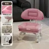 Taburete Pequeño Doméstico Giratorio con Ruedas, Taburete Bajo con Ruedas, Taburete Amigable para Niños con Ruedas, Taburete Redondo Perezoso con Respaldo