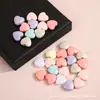 Color Macarrón Acrílico Colorido Agujero Recto Corazón Facetado Cuentas Hecho a Mano DIY Cadena para Teléfono Móvil Material para Collar