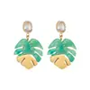 Pendientes de Hoja de Monstera Acrílicos Multicolor de Venta Caliente Transfronteriza Pendientes de Hoja de Flor de Planta Populares Europeos y Americanos para Mujeres