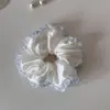 Tiktok Pájaro Azul Pez Volador Estilo Hecho a Mano Lazo Grande para el Cabello DIY Color Sólido Blanco Puro Teñido con Laca Scrunchie Scrunchie Tie-Dye