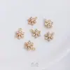 Chapado en Oro de 14K Electroplateado Incrustado con Circonita Cúbica Colgante Pequeño de Copo de Nieve Accesorios Dobles Colgantes Hechos a Mano Pulsera Pendientes de Bricolaje Joyería