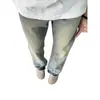Jeans Masculino com Padrão de Raio e Design Arranhado Moda Trendy High Street Versátil para o Dia a Dia Calça Comprida Moda com Cintura Semi-Elástica