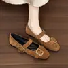 Primeiro Encontro Temporada 2026 Novos Sapatos Baixos de Boca Rasa Simples Femininos Marrom Retrô Bico Arredondado Outono Versátil Sapatos Franceses Mary Jane