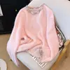 Novo Design Outono e Inverno, Suéter Doce Macio e Colorido com Contraste na Borda, Tricô Pulôver de Gola Redonda, Suéter Feminino com Toque de Luxo