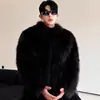 Nuevo Abrigo de Piel de Zorro 2023 para Hombre Invierno Cálido Espeso Corto Moda Toscana Tendencia