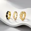 Os Conjuntos de Joias Mais Vendidos da Amazon na Europa e América São Anéis de Casal de Aço Inoxidável Banhados a Ouro, Modernos, Simples, Personalizados e Versáteis